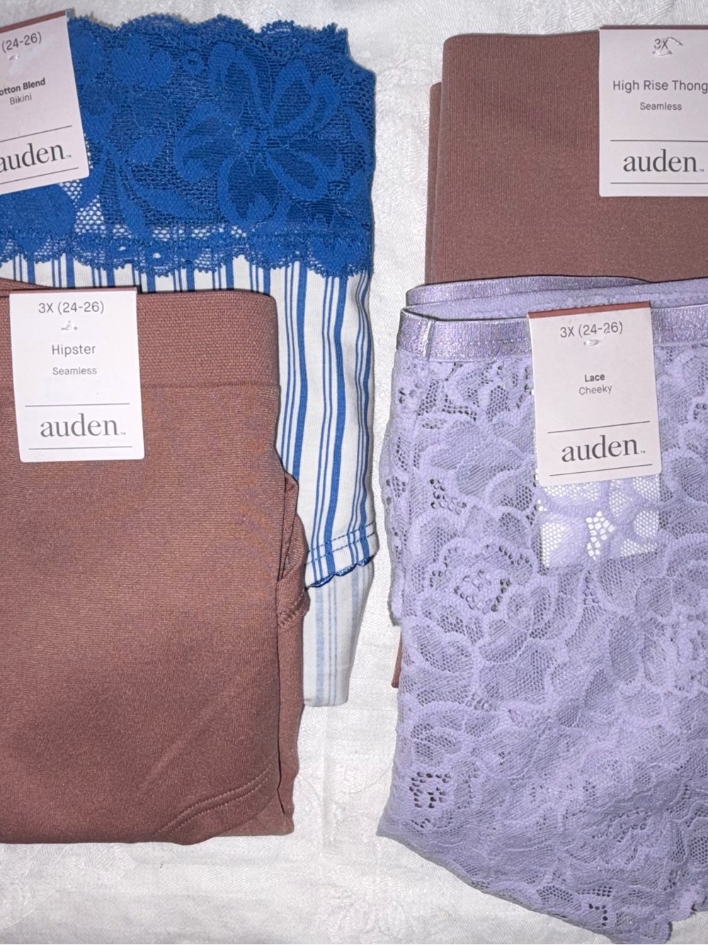 Variety of Auden Panties - Bikini, Hipster, Cheeky, & Seamless Thong